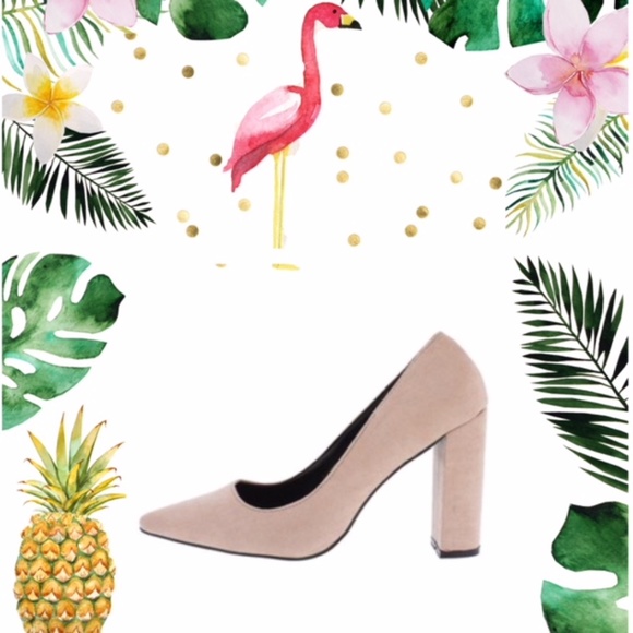 IN STOCK NOW!! Shoes - BALLERINA PINK POINTED TOE PUMP CHUNKY HEEL